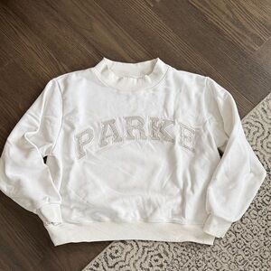 PARKE Women's White Mockneck Sweatshirt